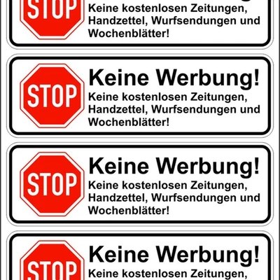 8x stickers for mailbox stop no advertising and newspapers white r049 - Image 1 of 3