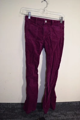 2022 Gap Kids высокая посадка расклешенный вельвет нашивка карман брюки девочек 8 24 x 25 фиолетовый - Изображение 1 из 4