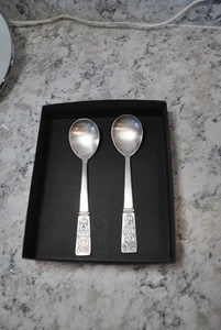 SET of 2 Vintage Silver Plated TeaSpoons Melchior, Tallinn Jewelry Factory USSR - Picture 1 of 4