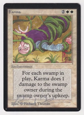 Silver Signed Karma MP Beta Limited Artist Richard Thomas 1993 MTG Magic Vintage - Image 1 of 2