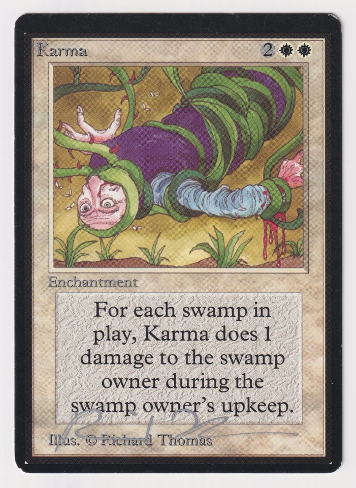 Silver Signed Karma MP Beta Limited Artist Richard Thomas 1993 MTG Magic Vintage - Image 1 of 2