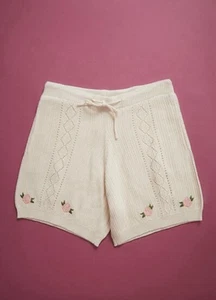 Betsey Johnson X Forever 21 Pointelle Knit Rose Shorts, Unisex Large - Picture 1 of 9
