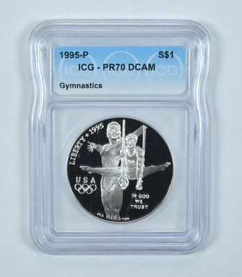 1995-P Olympic Gymnastics Commemorative Silver Dollar PR70 DCAM ICG - Image 1 of 4