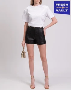 RRP €440 MAJE Imorio Leather Black Shorts EU36 US4 UK8 S Metal Details Zip Fly - Picture 1 of 5