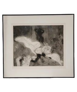 Mystery Artist A/P Artists Proof Intaglio Print REUNION Surrealist Style Signed - Picture 1 of 15
