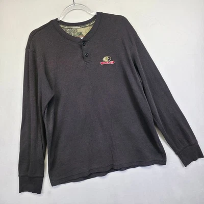 Рубашка мужская Mossy Oak Henley L коричневая тепловая вафельная вязаная для улицы Cabincore ЧИТАЙТЕ - Изображение 1 из 4