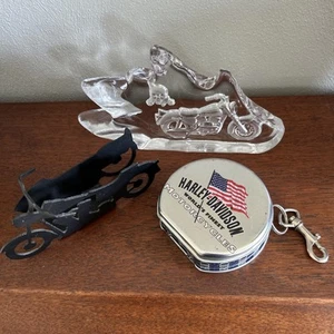 Harley Davidson Motorcycle Flame Paperweight Tin Keychain Metal Cardholder Lot 3 - Picture 1 of 17