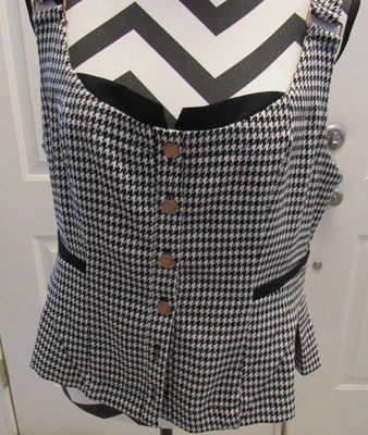 Anthropologie Maeve Peplum Vest Menswear Black Tan Top Size L NWT - Image 1 of 4