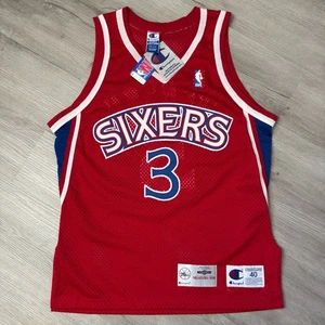 ALLEN IVERSON Philadelphia 76ers Champion Authentic Jersey 40 Medium Vintage NBA - Picture 1 of 7