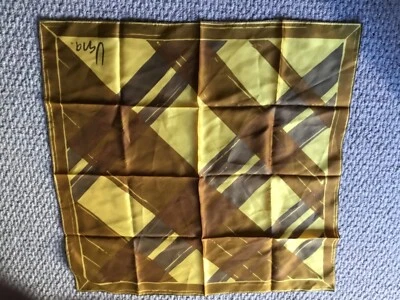 VERA Neumann Vintage Estampado Seda Bufanda Dorado y Marrón 26 x 26 Cuadrado Foto 1 de 3