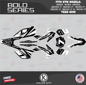 Graphics Kit for KTM 125SX, 150SX, 250SX (2015) Bold Series - White Black - Picture 1 of 6