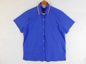 Vintage 1960s Over Shirt Size 18 Blouse Blue Button Up Top 100% Cotton - Picture 1 of 6