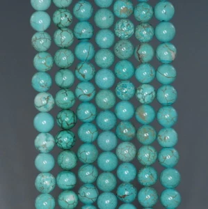 6MM TURQUOISE HOWLITE GEMSTONE ROUND LOOSE BEADS 15.5" - Picture 1 of 4