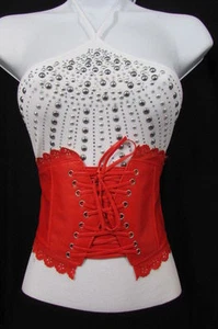 Sexy Women Elastic Red High Waist Fashion Corset Belt Flowers Cutout Band S M - Picture 1 of 12