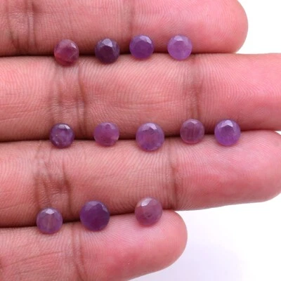12 Pcs Natural Ruby Red Round Faceted Cut 5.11mm-6.28mm Untreated Gemstones Lot - Image 1 of 4