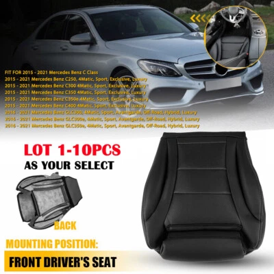 1-10X para Mercedes Benz C300 C250 2015-21 parte inferior del conductor cubierta de asiento de cuero negro Foto 1 de 4