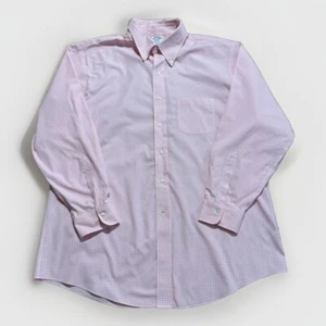 Brooks Brothers Shirt Mens Size XL Regent Pink Gingham Non-Iron Button Down - Picture 1 of 6