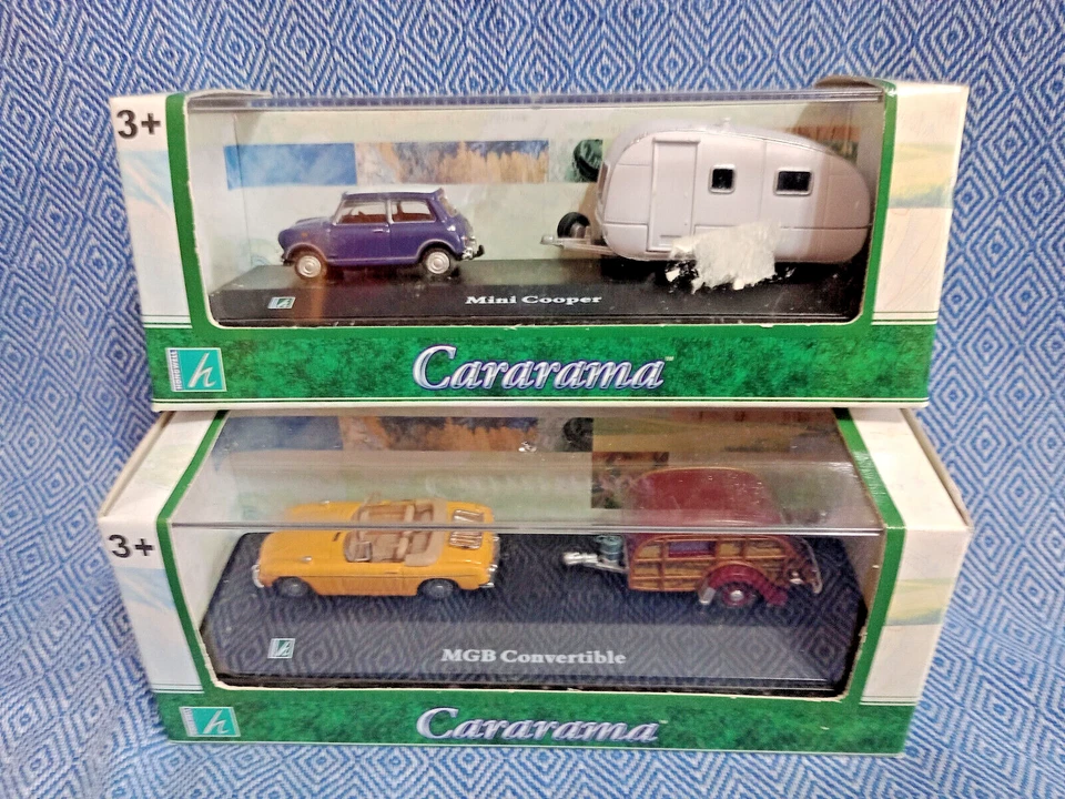 CARARAMA AUTO 1:72  MGB MINI COOPER CON ROULOTTE SET 2 PZ - Immagine 1 di 1