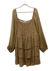 Perfectly Priscilla Kleid 2XL gesmokt eckiger Ausschnitt Stufen ditzy Blumen Bauer - Bild 1 von 8