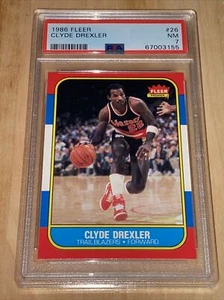 1986 87 Fleer Clyde Drexler Trail Blazers Rookie Card #26 PSA 7 NM - Bild 1 von 8
