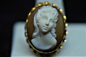Antiguo Colgante Broche Pin Cameo Oro Amarillo 14k Vintage Aproximadamente 6 gramos Tw - Imagen 1 de 7