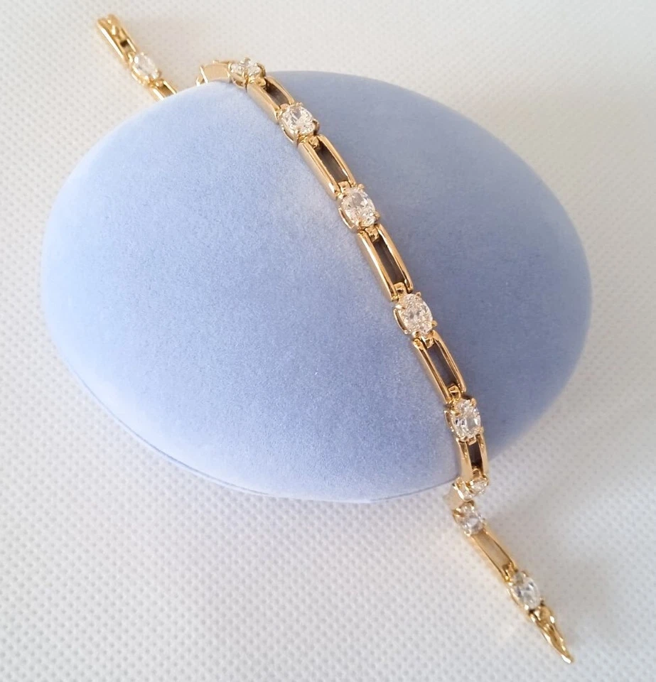 18K Chapado en Oro Pulsera Piedras CZ de Swarovski - Imagen 1 de 1