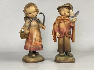 Lot of 2 Vintage ANRI 6” Wood Carving Figurines By Ferrandiz - Picture 1 of 10