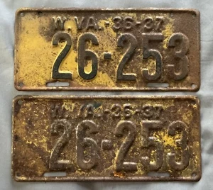 Vintage 1936-1937 West Virginia Car License Plate USA GD Matched Pair Expired - Picture 1 of 2