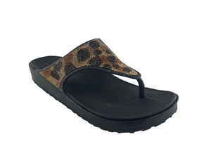 Skechers Foamies Women's Black Thong Post Sport Leopard Sandals SN 11109 Size 11 - Picture 1 of 13