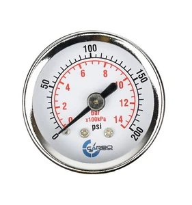 1-1/2" Pressure Gauge - Chrome Plate Steel Case, 1/8"NPT, Back Mnt. 200 PSI - Picture 1 of 4