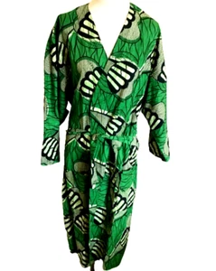 Accappatoio Gibbs Farm Tanzania Africa verde nero cera cotone kitenge taglia unica nuovo - Foto 1 di 8