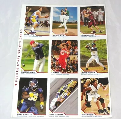2007 Sports Illustrated For Kids Uncut Sheet Kevin Love Maya Moore Rookie Cards - Image 1 of 4