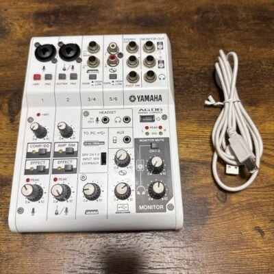 YAMAHA AG06MK2 W 6ch Live Streaming Mixer White AG06 MK2 MKII Japan Used - Image 1 of 4