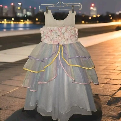 ¡NUEVO CON ETIQUETAS! Vestido Unicornio Yi Wendi Moda Luz En La Caja Niñas Talla 12 Princesa Foto 1 de 4