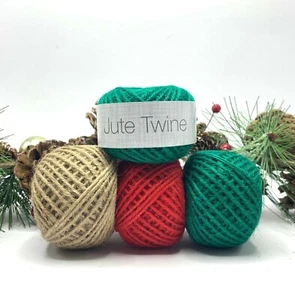 Jute twine 27m x 2mm red green natural Christmas eco packaging string gift bow - Picture 1 of 5