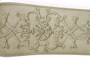 Gold Brown Stone Carved Floral Medallion Architectural Border Wallpaper NTX79269 - Picture 1 of 6