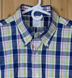 Brooks Brothers Shirt Men's Large Short Sleeve Multicolor Plaid Supima Pocket - Picture 1 of 13