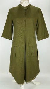 NEU Raquel Allegra Henley Cargo Kleid Gr. 2 Medium Baumwolle Armeegrün Safari MANGEL - Bild 1 von 12