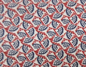 2 Yds x 44 In Quilting Cotton Fabric Red White Blue Fan Banners Markus Brothers - Picture 1 of 6
