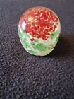 Vintage Small Glass Paperweight Red, Green & White.