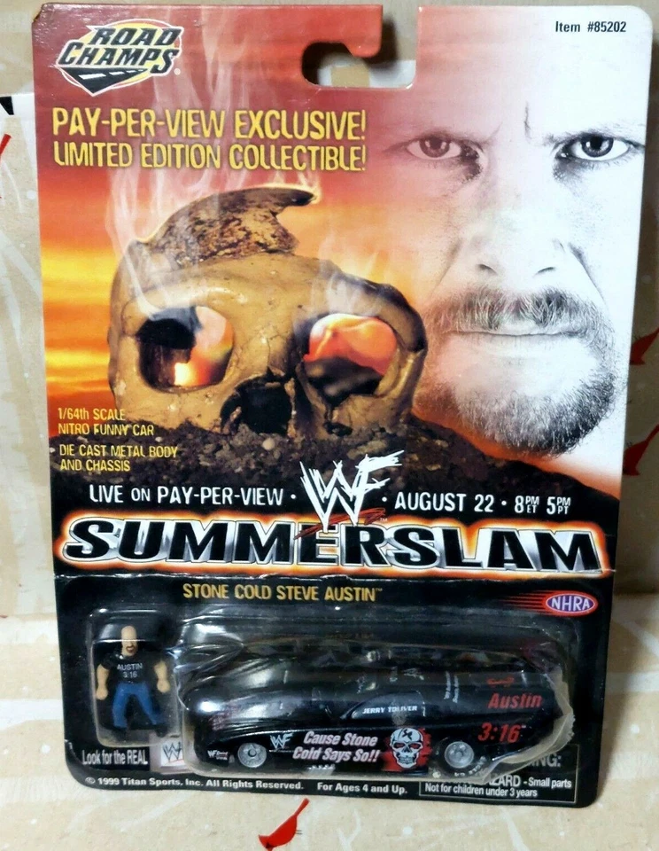Stone Cold Steve Austin 1999 WWF Summerslam Road Champs Mini Car Action Figure