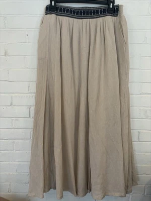 NWT Garnet Hill Maxi Skirt 100% Cotton With Embroidered Waistband Size 16 - Image 1 of 4