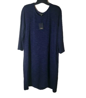 Dalia 3/4 Sleeve Dress With Pockets Blue XL  - Image 1 of 4