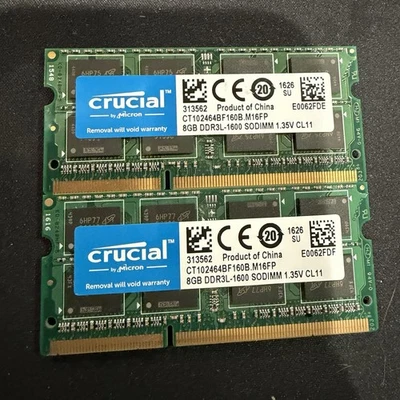 Crucia1 16GB(2 x 8GB) CT102464BF160B.C16FED DDR3-1600 1.35V SODIMM RAM - Image 1 of 4