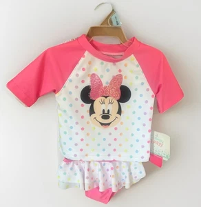 Disney Infant Girls Pink Polka Dot 2 Pc Minnie Mouse Swimming Suit 3/6 Months - Picture 1 of 3