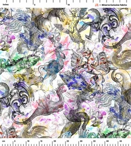 Minerva Exclusive Linen Fabric - POD - Dantes Dreamscape - per metre - Picture 1 of 1