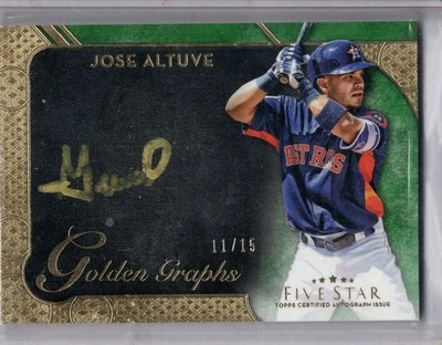 2017 Topps Five Star #GG-JA Jose Altuve Golden Graphs Autographs Green #/15 - Image 1 of 2