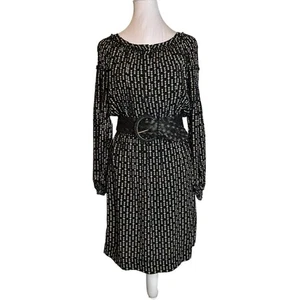 Abito Max Studio donna taglia XS nero marrone elasticizzato vita larga cintura business Y2K - Foto 1 di 14