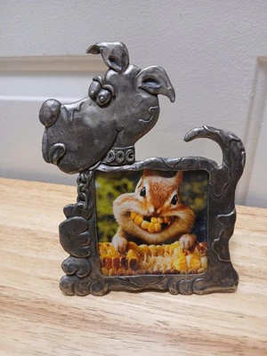 Pewter Dog Picture Frame With Stand Puppy Frame By Perfect Photo Frame 3" Photo - Image 1 of 4