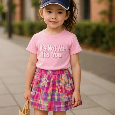 Kelly's Kids Girls Skirt Size XS 3 4 Pink Green Patchwork Plaid Twirl Twirly - Image 1 of 4